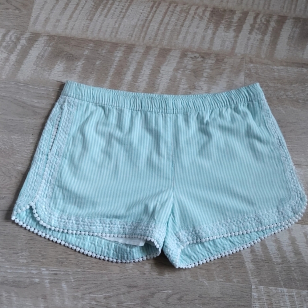 Vineyard Vines Mint Green Striped Pom-Trim Women’s Shorts